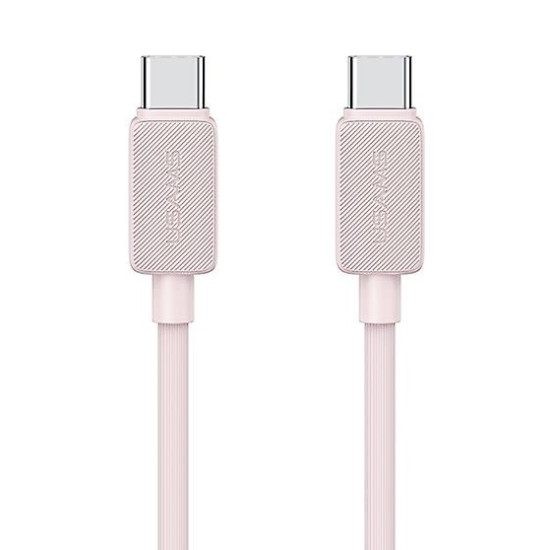 USAMS καλώδιο USB-C σε USB-C US-SJ691, 60W, 480Mbps, 1m, ροζ