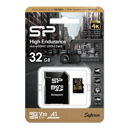 SILICON POWER κάρτα μνήμης microSDHC High Endurance, 32GB, Class 10 UHS-I U3 A1 V30