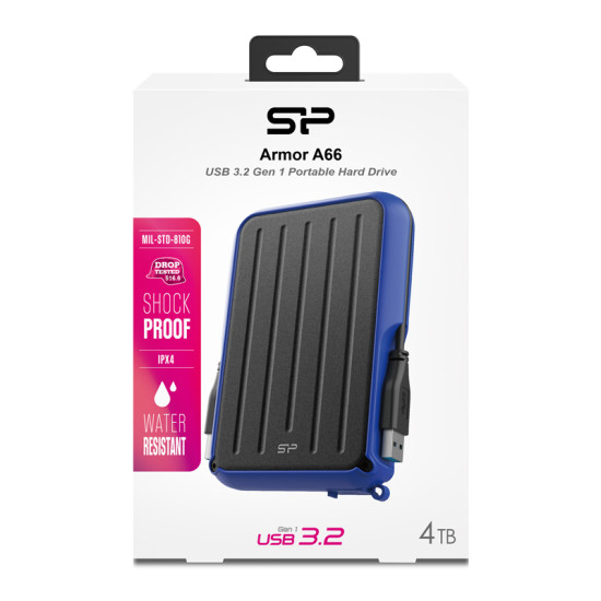 SILICON POWER εξωτερικός HDD Armor A66, 4TB, USB 3.2, μπλε