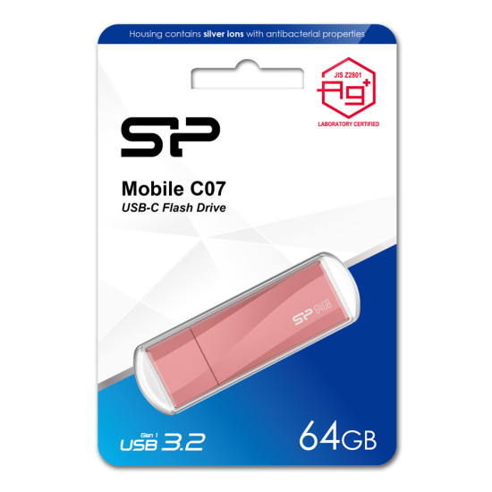 SILICON POWER USB-C Flash Drive Mobile C07, 64GB, USB 3.2, ροζ