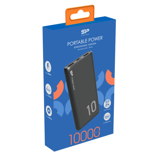 SILICON POWER power bank GP15, 10000mAh, 2x USB output, 2.1A, μαύρο