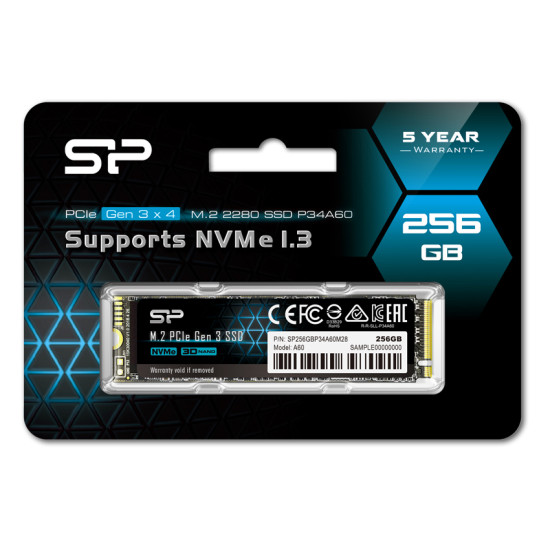 SILICON POWER SSD PCIe Gen3x4 P34A60 M.2 2280, 256GB, 2.200-1.600MB/s