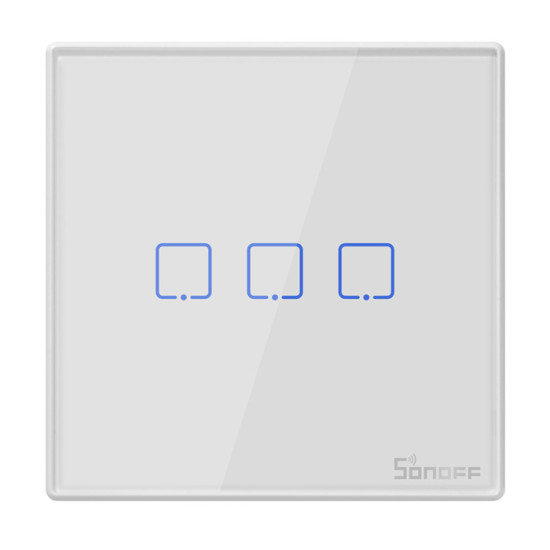 SONOFF smart διακόπτης T2EU3C-RF 433MHz, αφής, τριπλός, λευκός