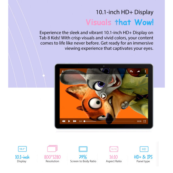 BLACKVIEW tablet Tab 8 Kids, 10.1", 4/128GB, Android 12, 6580mAh, μπλε