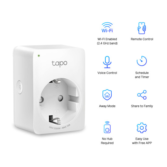 TP-LINK smart αντάπτορας ρεύματος TAPO-P100, Wi-Fi, bluetooth, Ver. 1.0