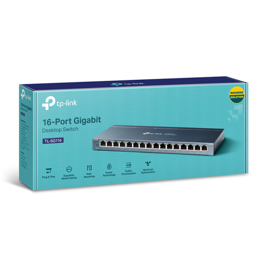 TP-LINK desktop switch TL-SG116, 16-Port, 10/100/1000Mbps, Ver. 1.0
