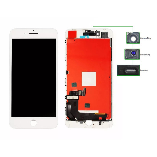 TIANMA High Copy LCD iPhone 8 Plus, Camera-Sensor ring, ear mesh, White