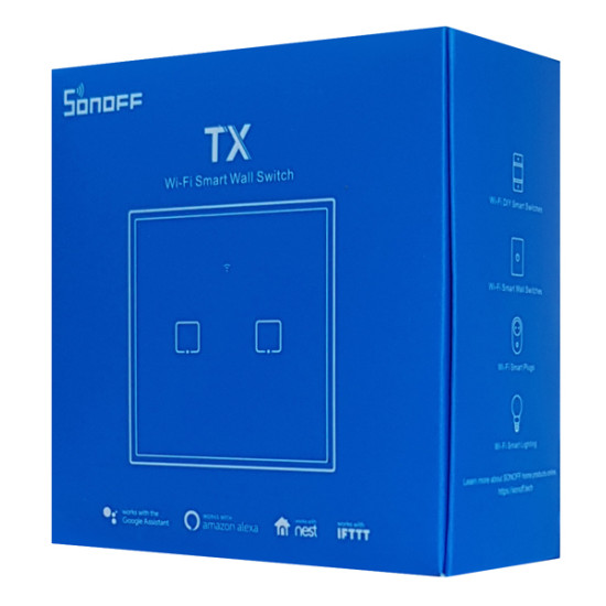 SONOFF smart διακόπτης ΤΧ-T2EU2C, αφής, Wi-Fi, διπλός, λευκός