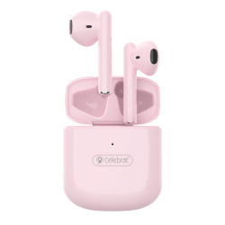 CELEBRAT earphones με θήκη φόρτισης W16, True Wireless, ροζ