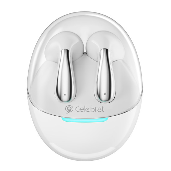 CELEBRAT earphones με θήκη φόρτισης W51, True Wireless, Φ13mm, λευκά