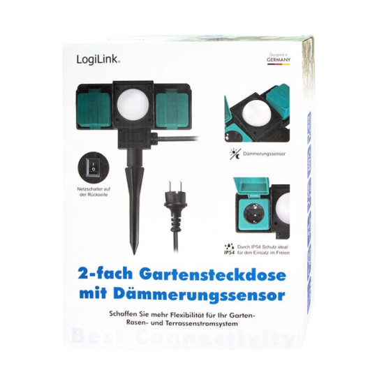 Outdoor Socket 2xSchuko with Sensor Logilink LPS226 2m