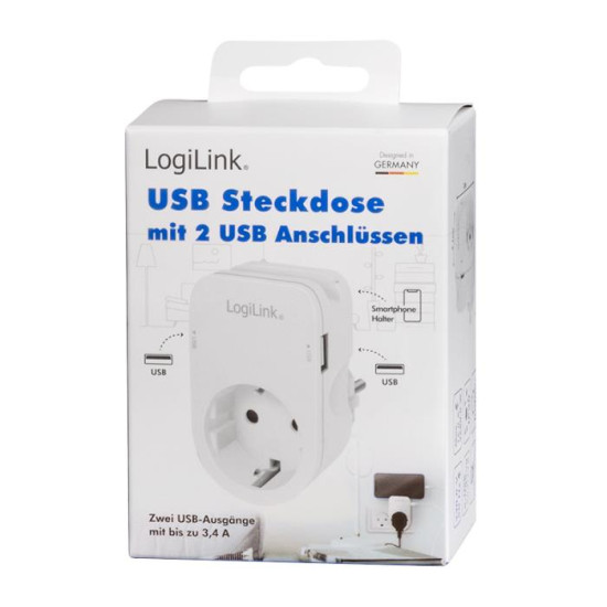 Protection Socket 1xSchuko with 2xUSB Logilink PA0247