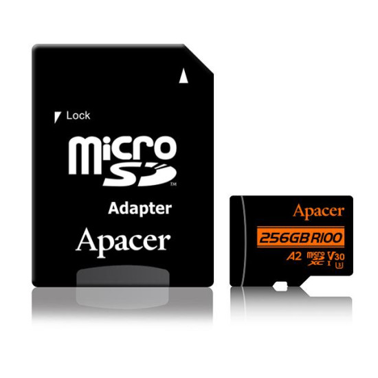 Memory Card Micro SDXC UHS-I U3 V30 256GB Apacer A2