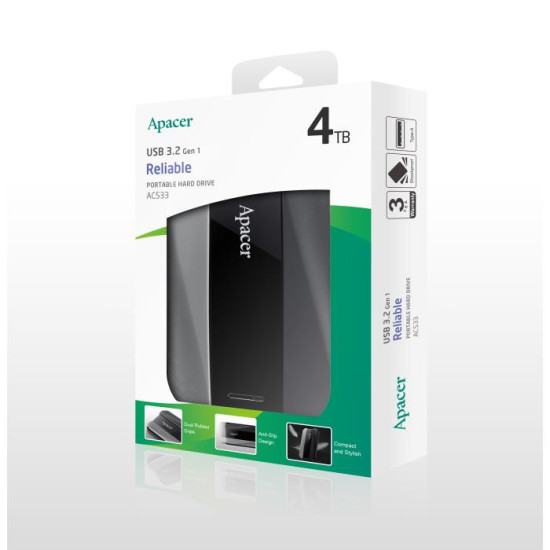 USB 3.2 External HDD 2.5 Gen1 Apacer AC533 4T Black