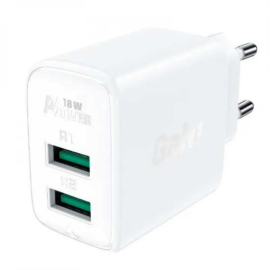Acefast charger 2x USB 18W QC 3.0, AFC, FCP white (A33 white)