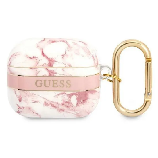 Guess GUA3HCHMAP AirPods 3 cover pink/pink Marble Strap Collection
