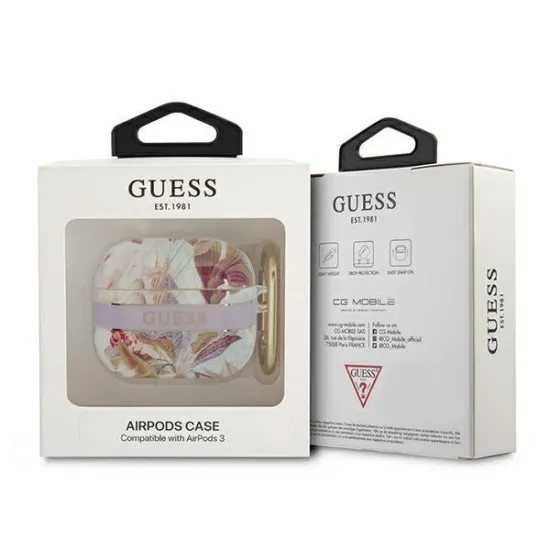 Guess GUA3HHFLU AirPods 3 cover purple/purple Flower Strap Collection