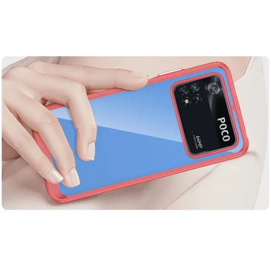 Outer Space Case Xiaomi Poco M4 Pro cover with a flexible frame red
