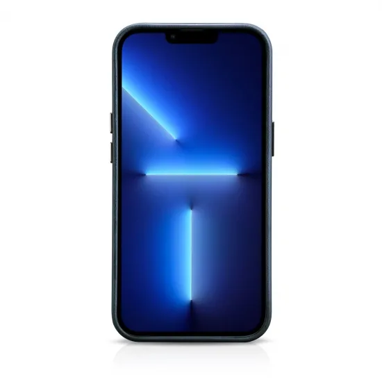 iCarer Oil Wax Premium Ledertasche iPhone 14 Pro Max Magnetische Ledertasche mit MagSafe Dunkelblau (WMI14220704-BU)