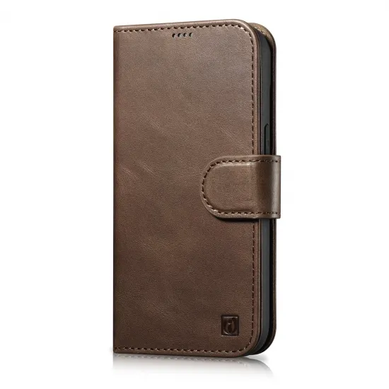 iCarer Oil Wax Wallet Case 2in1 Case iPhone 14 Leather Flip Cover Anti-RFID Brown (WMI14220721-BN)