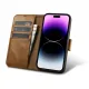iCarer Oil Wax Wallet Case 2in1 Cover iPhone 14 Pro Max Leder Flip Cover Anti-RFID braun (WMI14220724-TN)