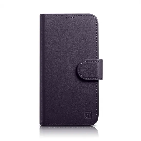 iCarer Wallet Case 2in1 Cover iPhone 14 Pro Anti-RFID Leder Flip Case Dunkellila (WMI14220726-DP)