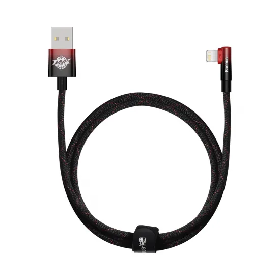 Baseus MVP 2 Elbow angled cable with side USB / Lightning plug 1m 2.4A red (CAVP000020)