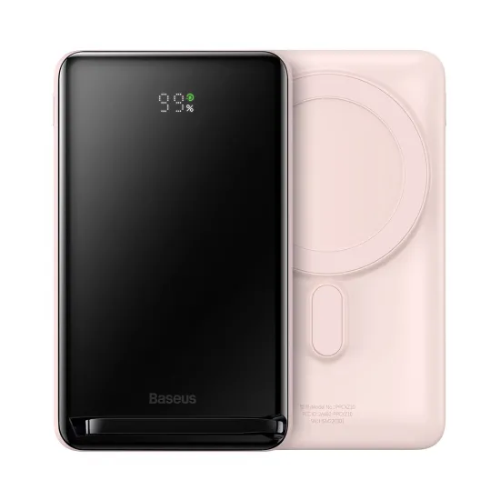 Baseus Magnetic Bracket power bank with wireless charging MagSafe 10000mAh 20W Overseas Edition pink (PPCX000204) + USB Type C cable Baseus Xiaobai Series 60W 0.5m