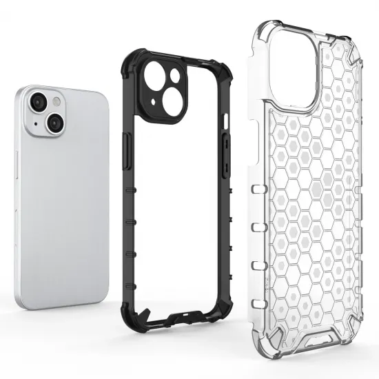 Honeycomb case for iPhone 14 armored hybrid cover black