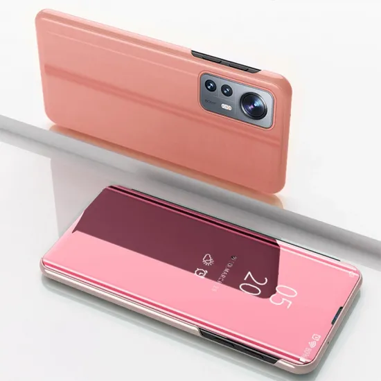 Clear View Case cover for Xiaomi 12 Lite cover with a flap pink
