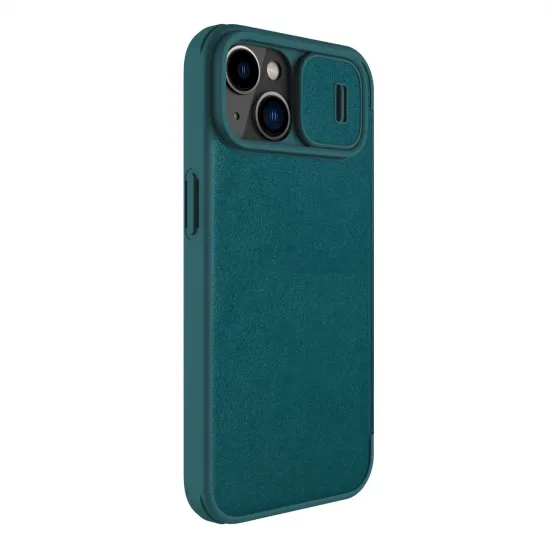 Nillkin Qin Leather Pro Case iPhone 14 Plus Camera Cover Holster Cover Flip Case Green