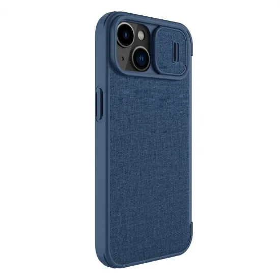 Nillkin Qin Cloth Pro Case Case for iPhone 14 Plus Camera Cover Holster Cover Flip Case Blue