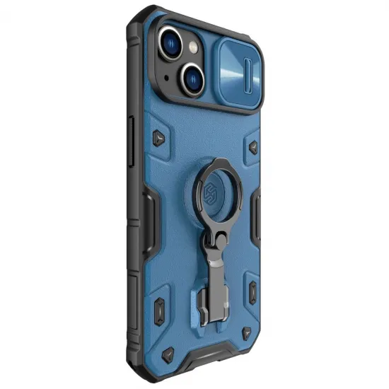 Nillkin CamShield Armor Pro Case iPhone 14 Plus armored cover with camera cover ring stand blue