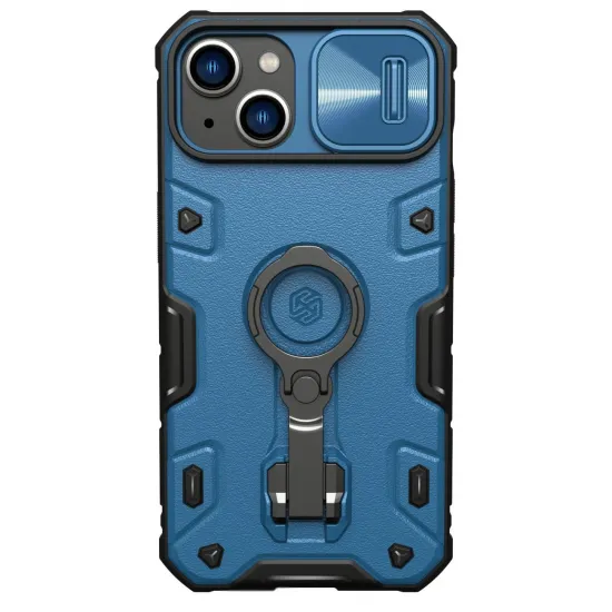 Nillkin CamShield Armor Pro Magnetische Hülle iPhone 14 Plus Magnetische MagSafe-Abdeckung mit Kameraschutz Blau