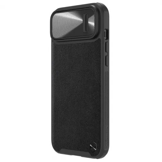 Nillkin CamShield Leather S Case iPhone 14 Hülle mit Kameraabdeckung schwarz