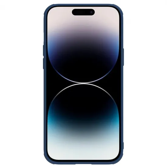 Nillkin CamShield Leather S Case iPhone 14 Pro Hülle mit Kameraabdeckung blau