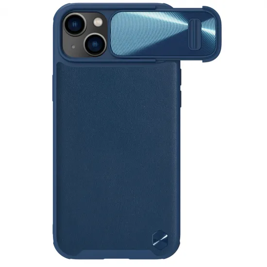 Nillkin CamShield Leather S Case iPhone 14 Plus case with camera cover blue