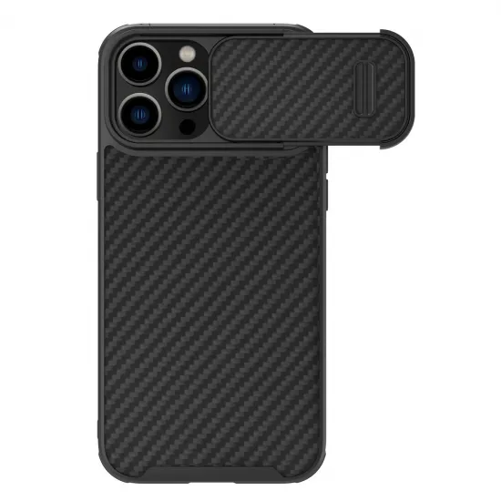 Nillkin Synthetic Fiber S Case iPhone 14 Pro Hülle mit Kameraabdeckung, schwarz