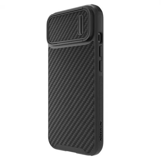 Nillkin Synthetic Fiber S Case iPhone 14 Plus case with camera cover, black