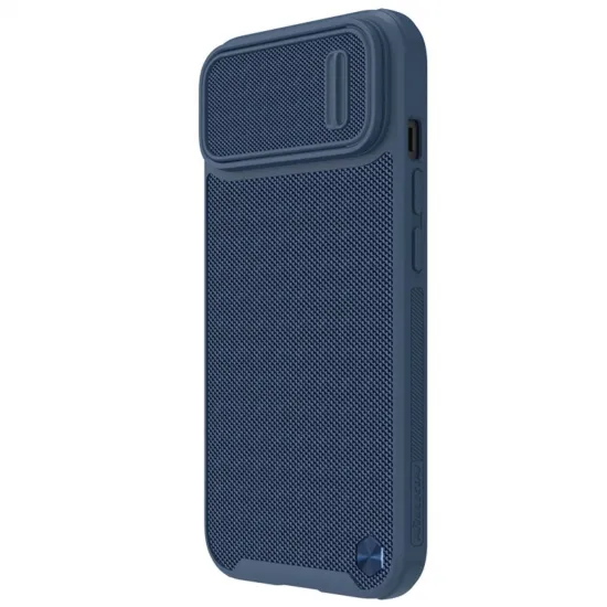 Nillkin Textured S Case für iPhone 14, gepanzerte Hülle mit Kameraabdeckung, blau