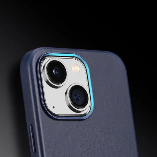 Dux Ducis Naples case for iPhone 14 magnetic leather case MagSafe blue