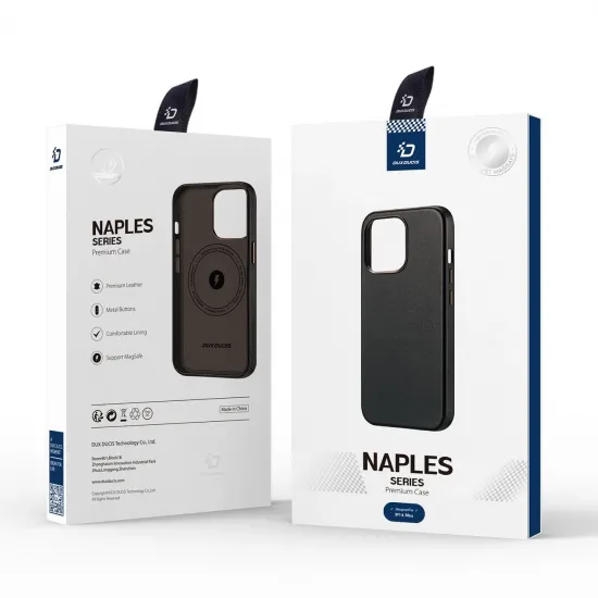 Dux Ducis Naples Hülle für iPhone 14 Plus Lederhülle (MagSafe kompatibel) Dunkelbraun