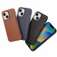 Dux Ducis Naples Case for iPhone 14 Plus Leather Cover (MagSafe Compatible) Dark Brown