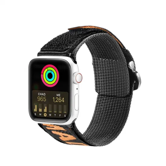 Dux Ducis Strap (Outdoor Version) Apple Watch Ultra Strap, SE, 9, 8, 7, 6, 5, 4, 3, 2, 1 (49, 45, 44, 42 mm) Nylon Band Bracelet Black and Orange