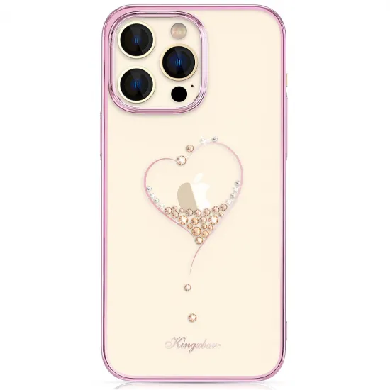 Silicone case with Swarovski crystals Kingxbar Wish Series for iPhone 14 Plus - pink