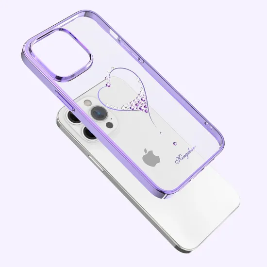 Silicone case with Swarovski crystals Kingxbar Wish Series for iPhone 14 Plus - purple