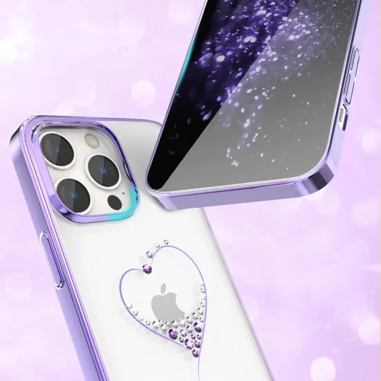 Silicone case with Swarovski Kingxbar Wish Series crystals for iPhone 14 Pro Max - purple