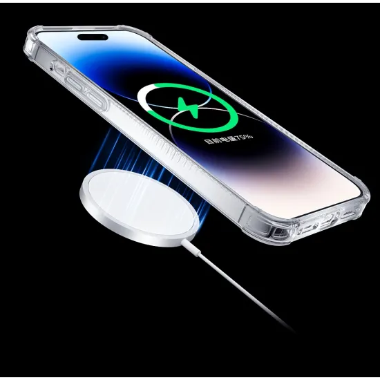 Kingxbar PQY Go Out Series Magnethülle für iPhone 14 Plus MagSafe Silber