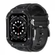Kingxbar CYF140 2in1 Rugged Case for Apple Watch SE, 6, 5, 4 (44 mm) Stainless Steel with Strap Black