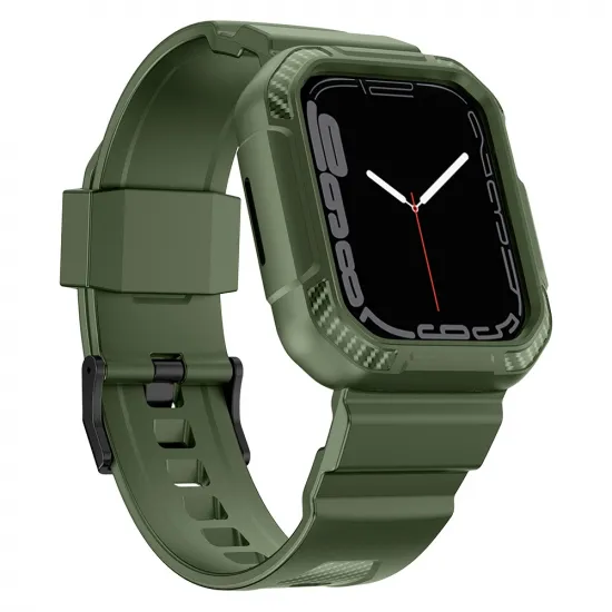 Kingxbar CYF537 2in1 armored case for Apple Watch SE, 9, 8, 7, 6, 5, 4, 3, 2, 1 (45, 44, 42 mm) with strap green